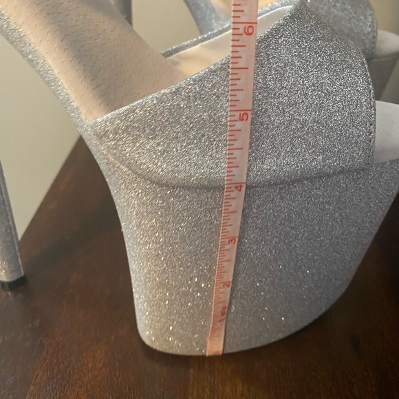 Glitter Pole Dancer Sandals Platform High Heels size 10 Silver Roimaash - Picture 4 of 8